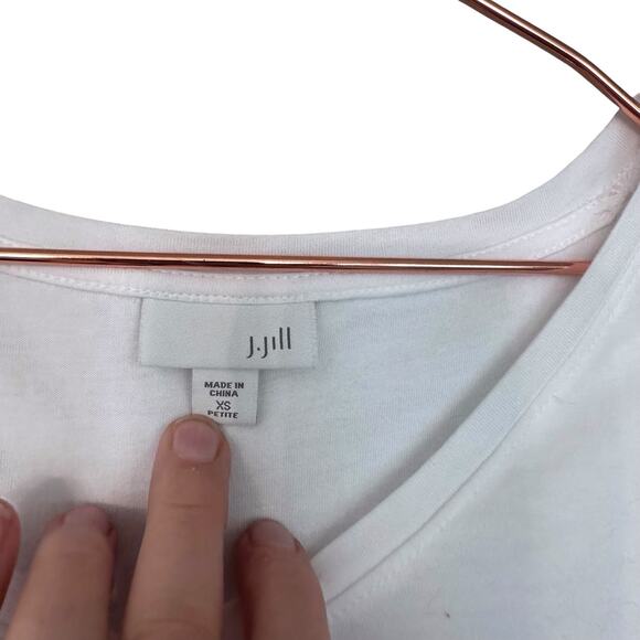 J Jill White Cotton Modal V-Neck Top with Eyelet - XS - Picture 4 of 4
